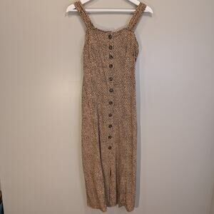 Japna Midi Sundress Cheetah Neutral Brunch Festival Beach Summer - Size M